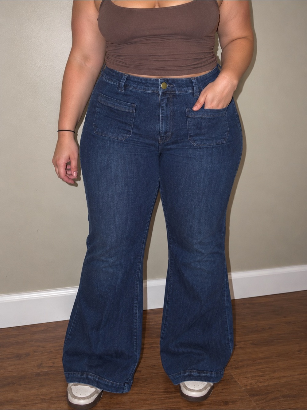 Forever21 Plus Size Dark Wash Bell Bottom Flare Jeans Size 18